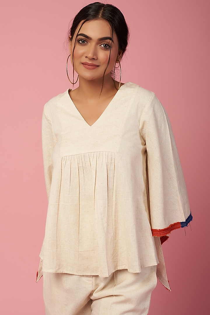 Off-White Khadi Cotton Tunic by Lugda by DIHI at Pernia's Pop Up Shop