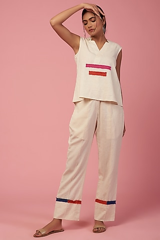Off-White Khadi Cotton Top by Lugda by DIHI