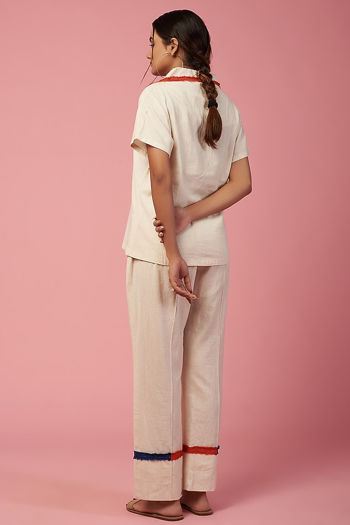 Off-White Khadi Cotton Collared Top by Lugda by DIHI at Pernia's Pop Up Shop