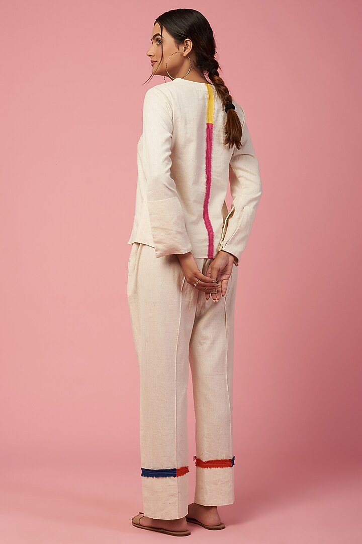 Off-White Khadi Cotton Collared Straight Tunic by Lugda by DIHI at Pernia's Pop Up Shop