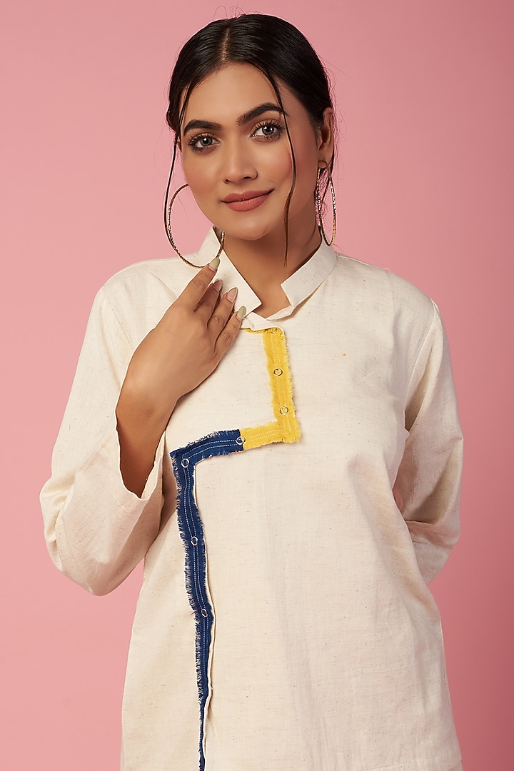 Off-White Khadi Cotton Collared Shirt by Lugda by DIHI at Pernia's Pop Up Shop