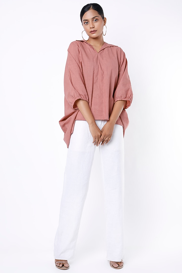Blush Pink Cotton Kaftan Top by Lugda by DIHI at Pernia's Pop Up Shop