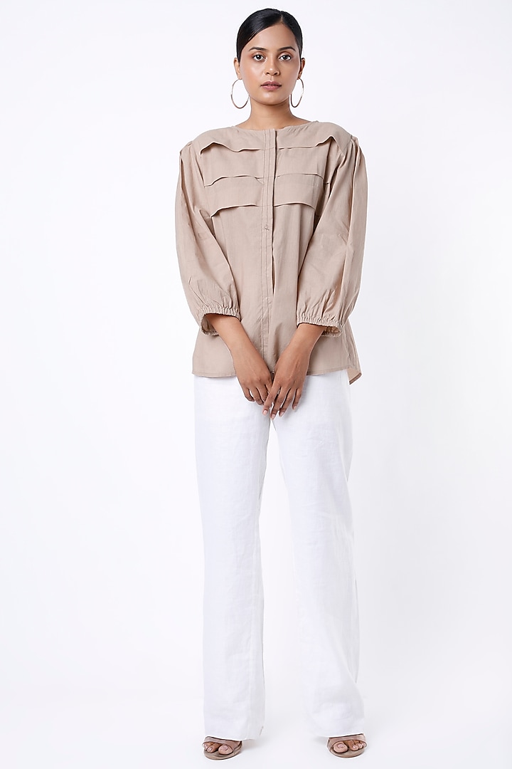 Nude Cotton Formal Shirt by Lugda by DIHI