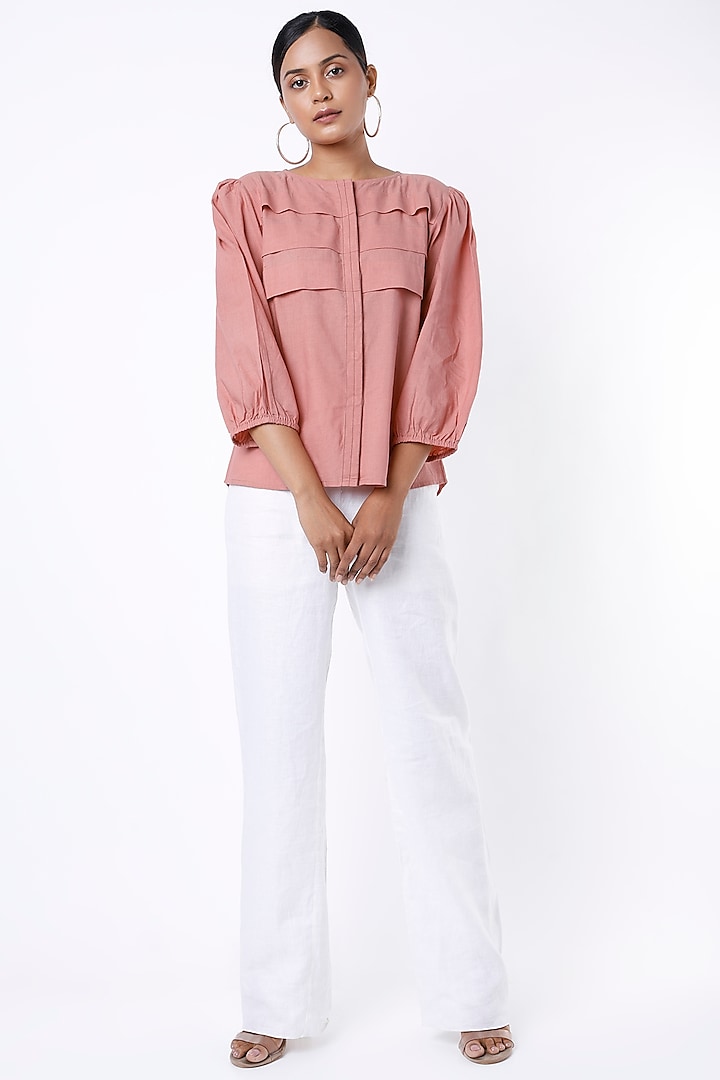 Blush Pink Cotton Formal Shirt by Lugda by DIHI