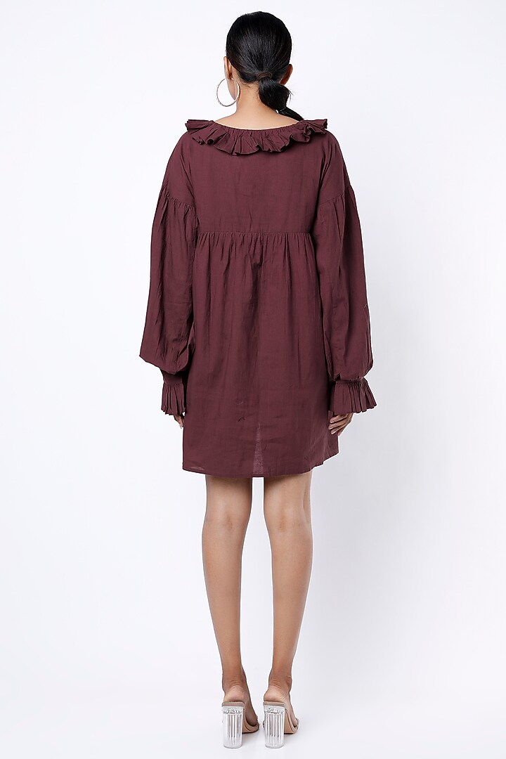 Wine Ruffled Mini Summer Dress by Lugda by DIHI at Pernia's Pop Up Shop