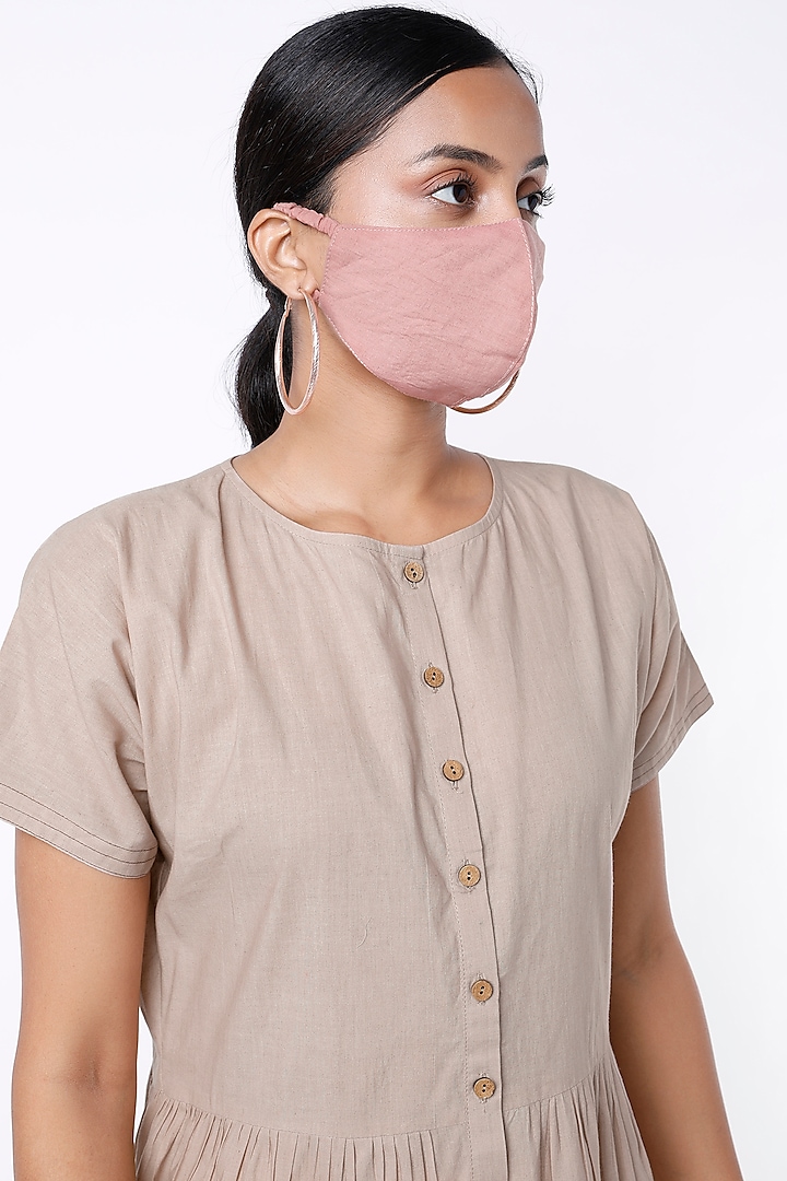 Blush Pink Cotton Mask by Lugda by DIHI