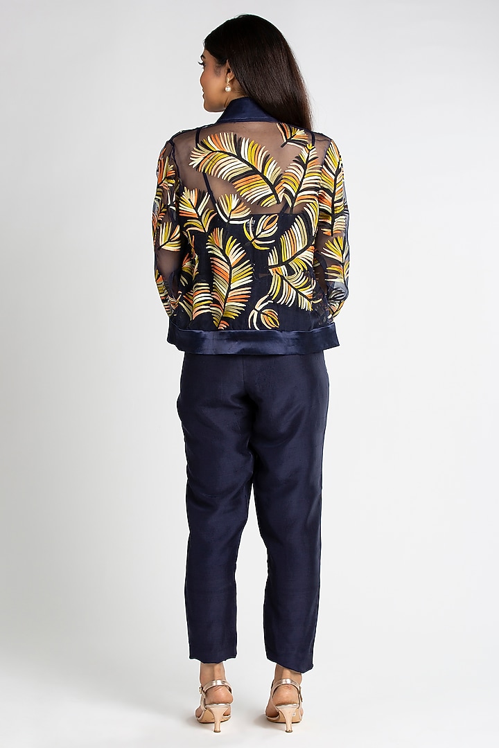 Midnight Blue Embroidered Co-Ord Set Set by Luxuries of Kashmir at Pernia's Pop Up Shop