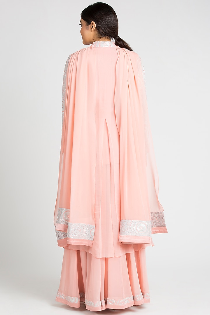 Baby Pink Georgette Wedding Sharara Set by Luxuries of Kashmir at Pernia's Pop Up Shop
