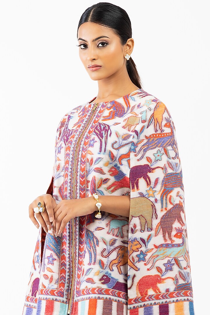 White Pashmina Cape by Luxuries of Kashmir at Pernia's Pop Up Shop
