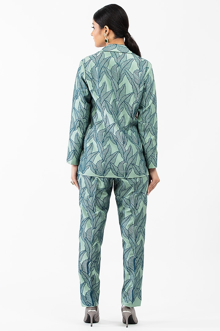 Green Embroidered Pant Set by Luxuries of Kashmir at Pernia's Pop Up Shop