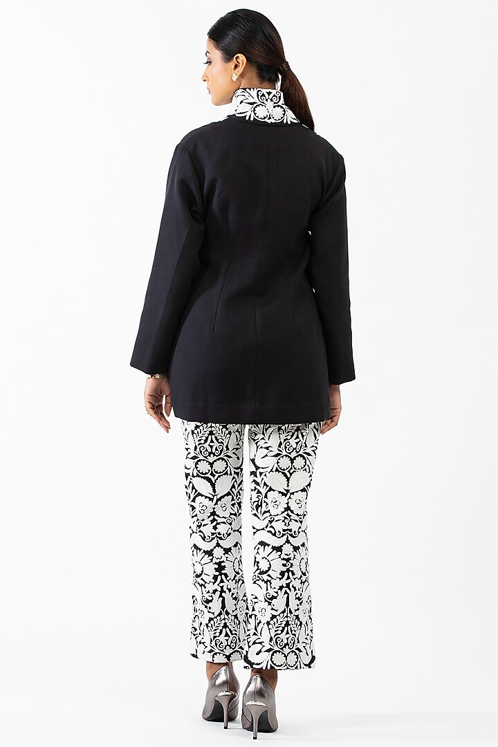 Black & White Embroidered Pant Set by Luxuries of Kashmir at Pernia's Pop Up Shop