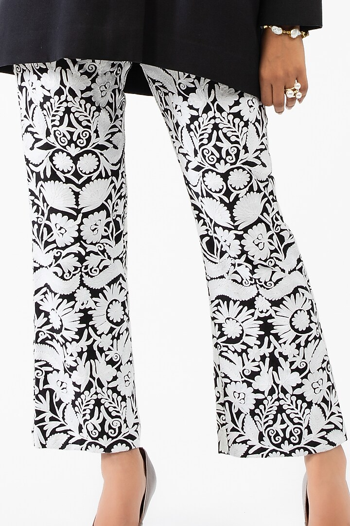 Black & White Embroidered Pant Set by Luxuries of Kashmir at Pernia's Pop Up Shop