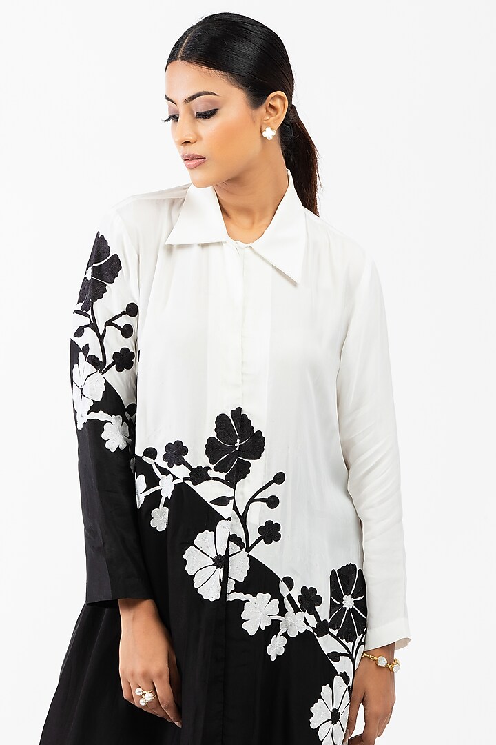 Black Tabby Silk Pant Set by Luxuries of Kashmir at Pernia's Pop Up Shop