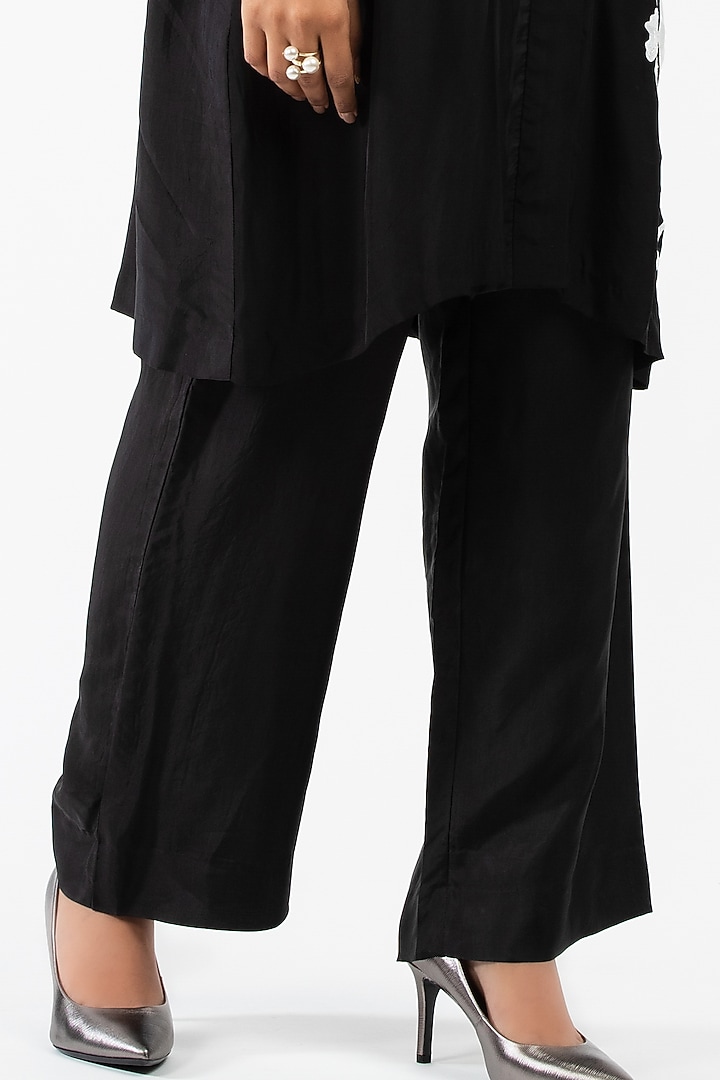 Black Tabby Silk Pant Set by Luxuries of Kashmir at Pernia's Pop Up Shop