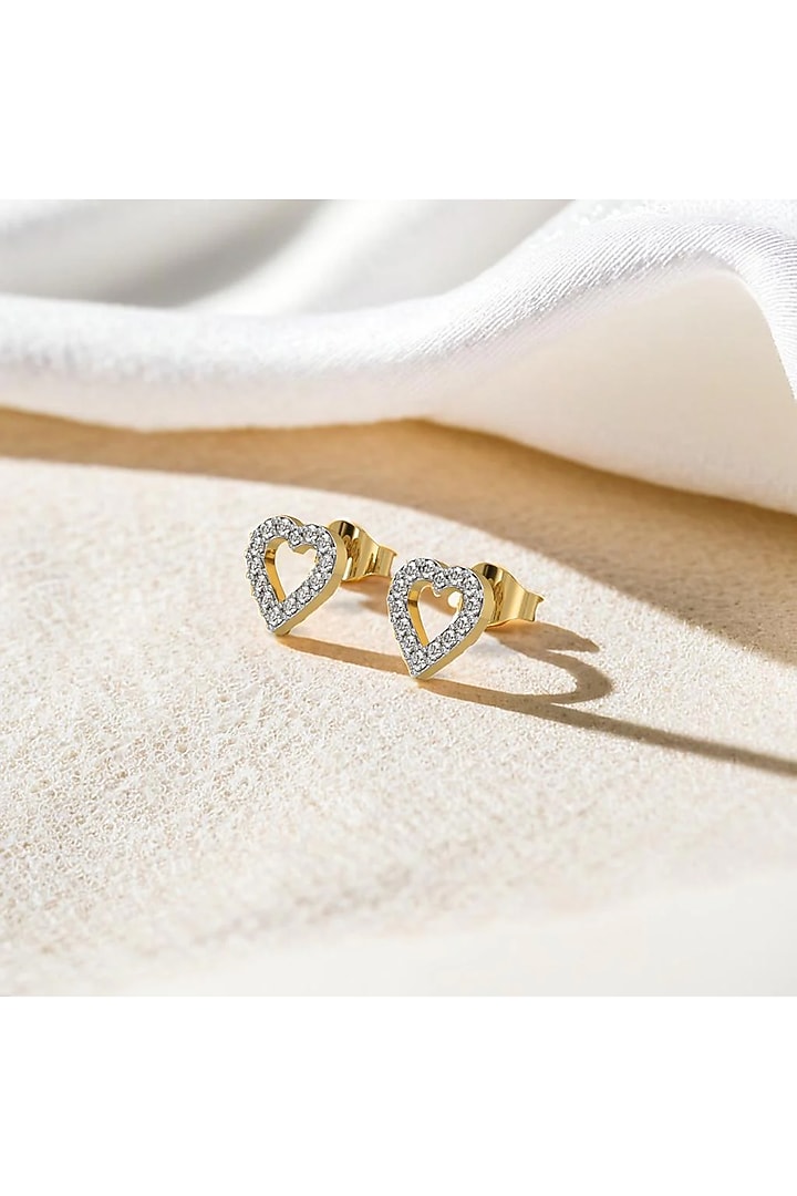 Gold Plated Lab-Grown Diamond Stud Earrings In Sterling Silver by Lukson at Pernia's Pop Up Shop