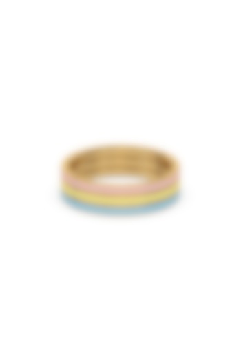 Gold Plated Gemstone Pink Enameled Ring In Sterling Silver by Lukson at Pernia's Pop Up Shop