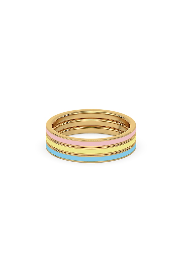 Gold Plated Gemstone Pink Enameled Ring In Sterling Silver by Lukson at Pernia's Pop Up Shop