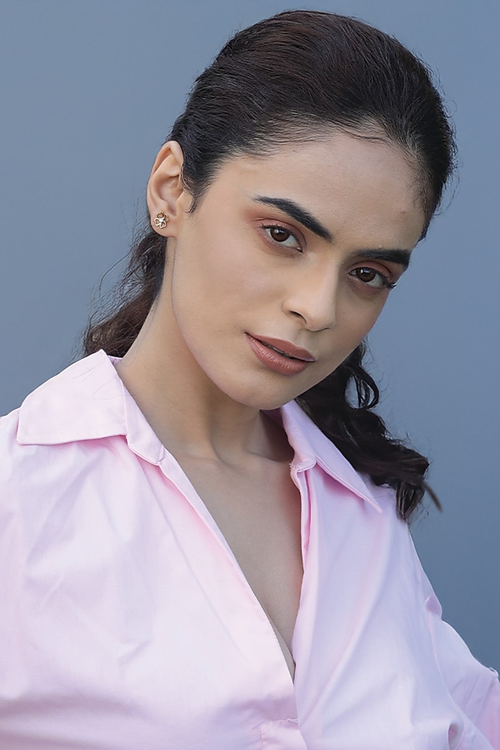 Gold Plated Floral Stud Earrings In Sterling Silver by Lukson at Pernia's Pop Up Shop