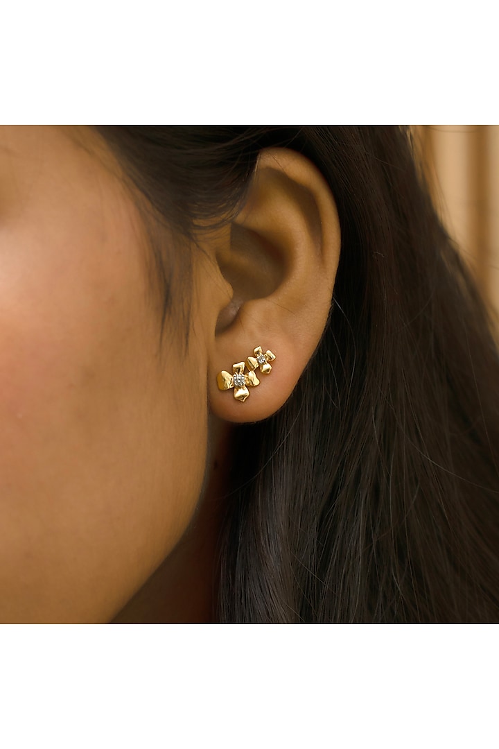 Gold Plated Lab-Grown Diamond Stud Earrings In Sterling Silver by Lukson at Pernia's Pop Up Shop