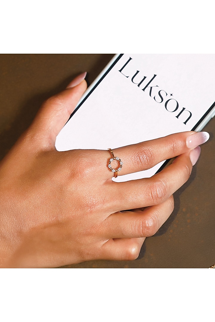 Gold Plated Lab-Grown Diamond Ring In Sterling Silver by Lukson at Pernia's Pop Up Shop