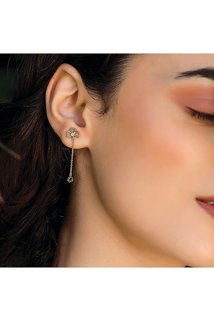 Gold Plated Lab-Grown Diamond Dangler Earrings In Sterling Silver by Lukson at Pernia's Pop Up Shop