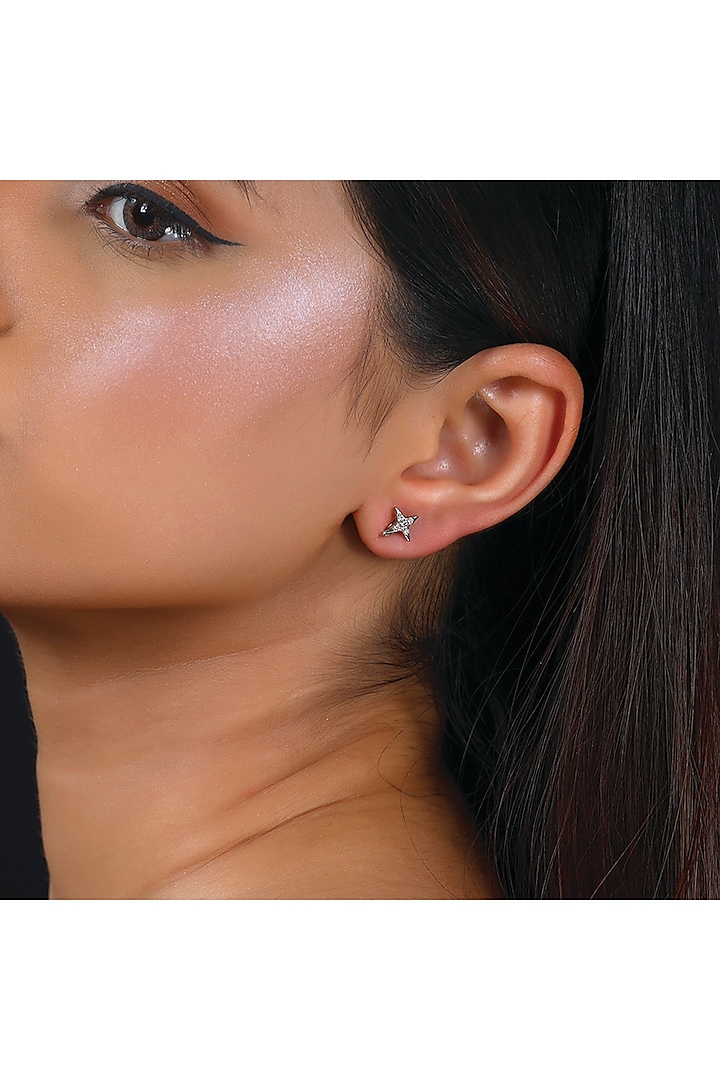 Rose Gold Plated Lab-Grown Diamond Dangler Earrings In Sterling Silver by Lukson at Pernia's Pop Up Shop