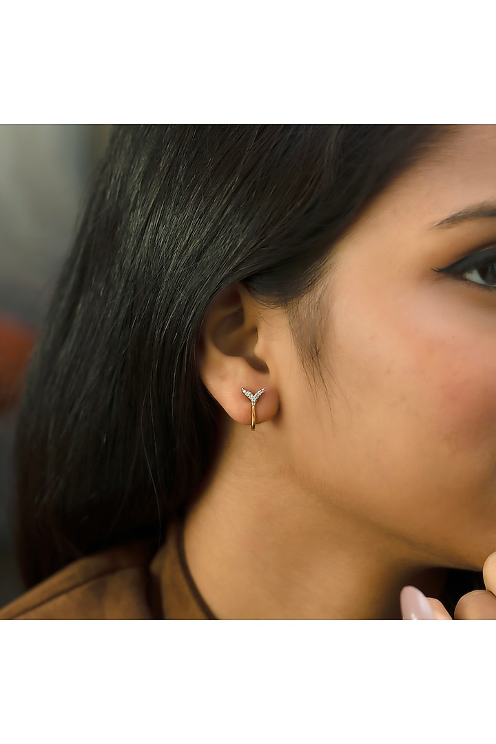 Gold Plated Lab-Grown Diamond Hoop Earrings In Sterling Silver by Lukson at Pernia's Pop Up Shop