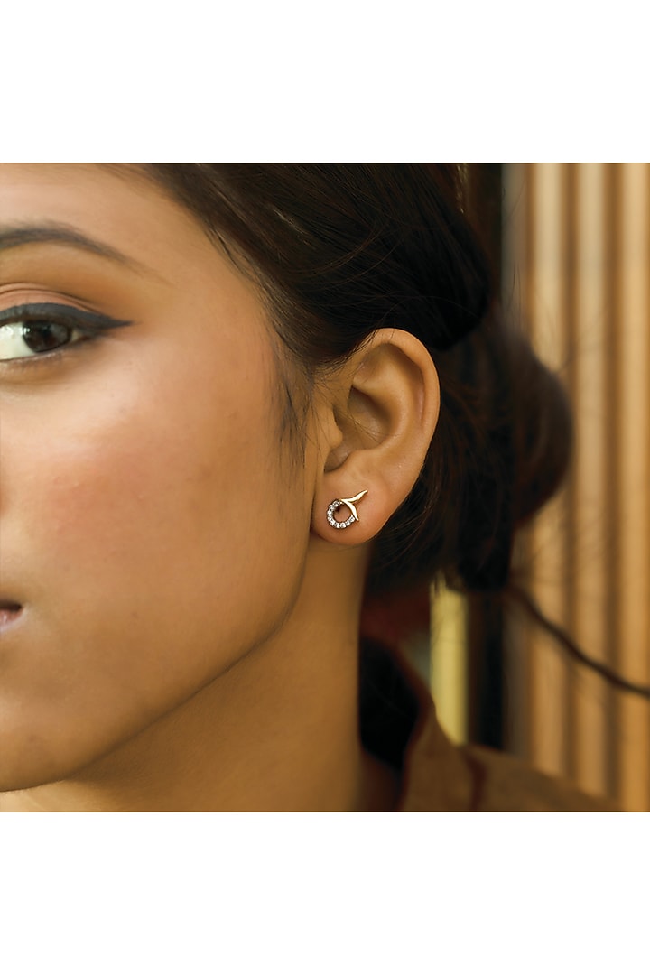 Gold Plated Lab-Grown Diamond Stud Earrings In Sterling Silver by Lukson at Pernia's Pop Up Shop