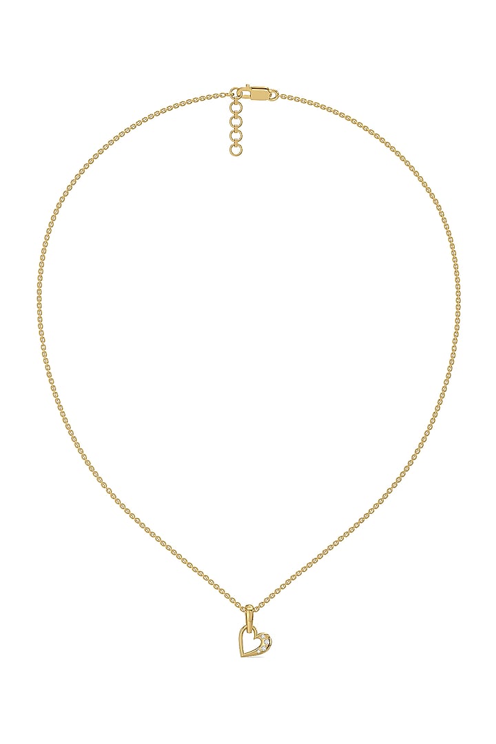 Gold Plated Diamond Heart-Pendant Necklace In Sterling Silver by Lukson at Pernia's Pop Up Shop