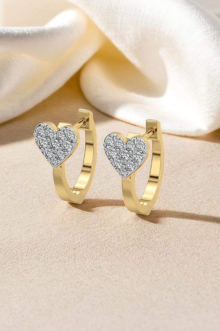 Gold Plated Diamond Hoop Earrings In Sterling Silver by Lukson at Pernia's Pop Up Shop