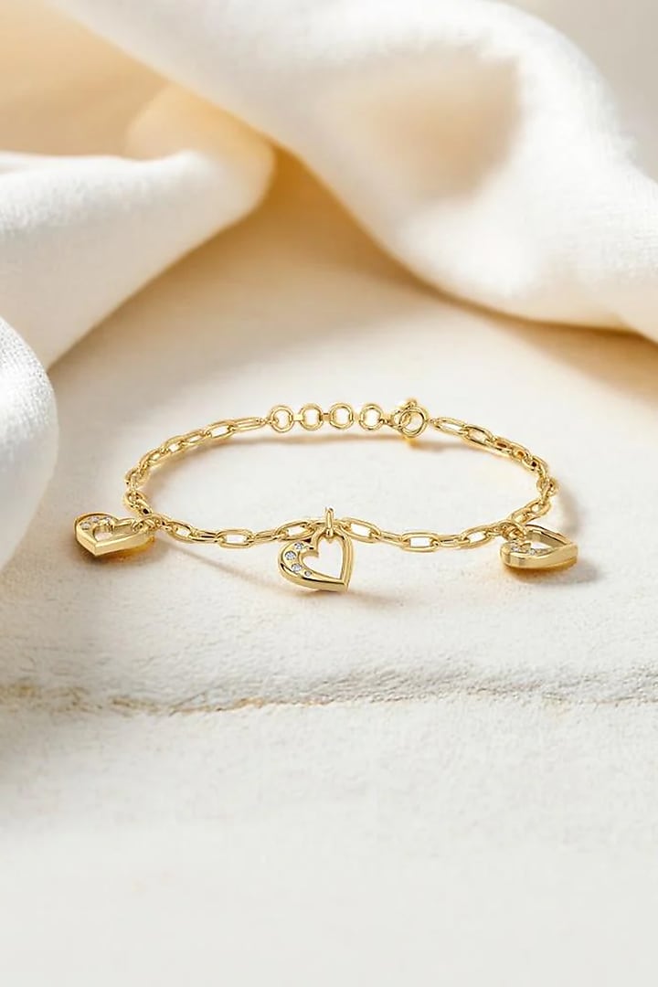 Gold Plated Lab-Grown Diamond Heart Bracelet In Sterling Silver by Lukson at Pernia's Pop Up Shop
