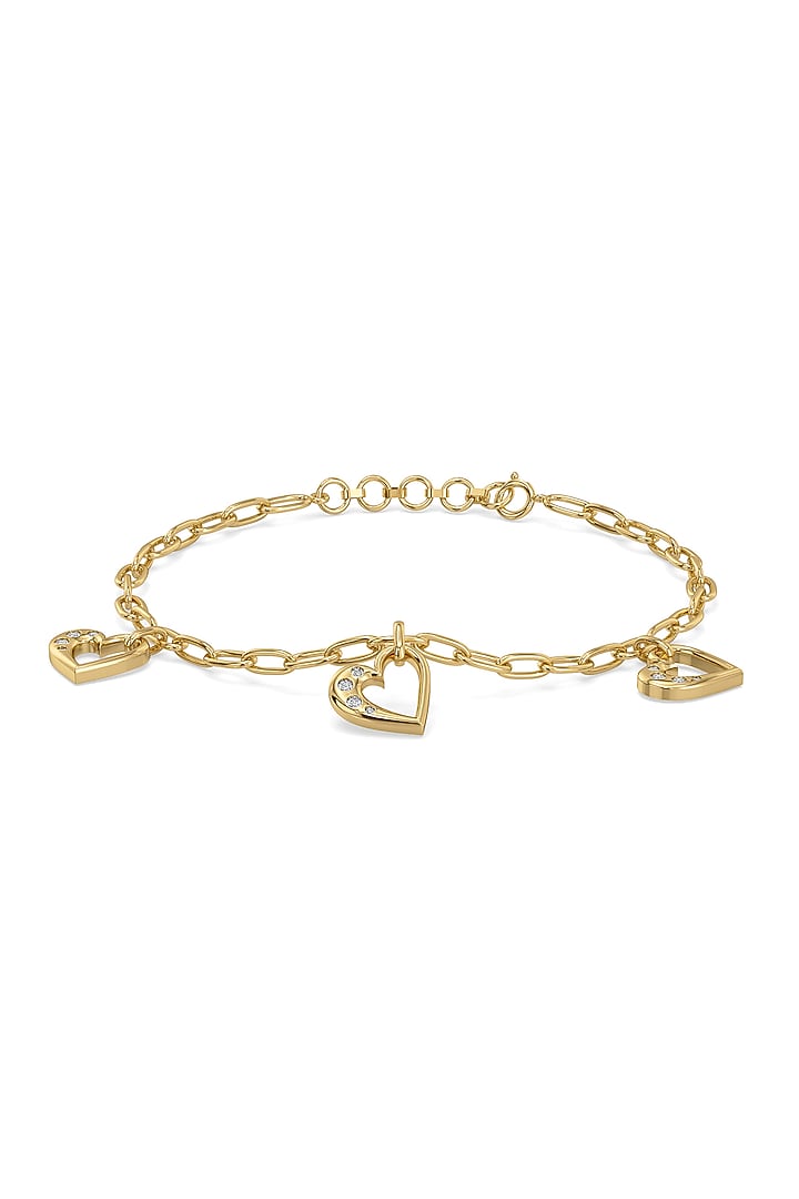 Gold Plated Lab-Grown Diamond Heart Bracelet In Sterling Silver by Lukson at Pernia's Pop Up Shop