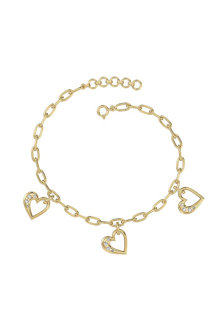 Gold Plated Lab-Grown Diamond Heart Bracelet In Sterling Silver by Lukson at Pernia's Pop Up Shop