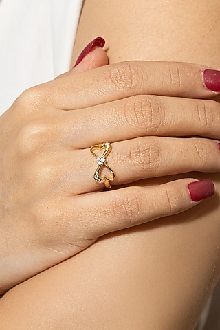 Gold Plated Lab-Grown Diamond Ring In Sterling Silver by Lukson