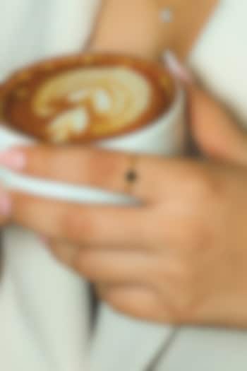 Gold Plated Lab-Grown Gemstone Black Enameled Ring In Sterling Silver by Lukson at Pernia's Pop Up Shop