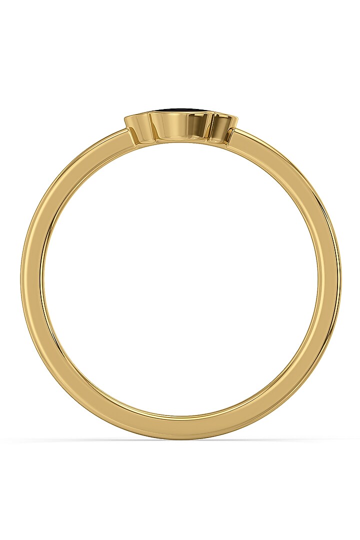 Gold Plated Lab-Grown Gemstone Black Enameled Ring In Sterling Silver by Lukson at Pernia's Pop Up Shop