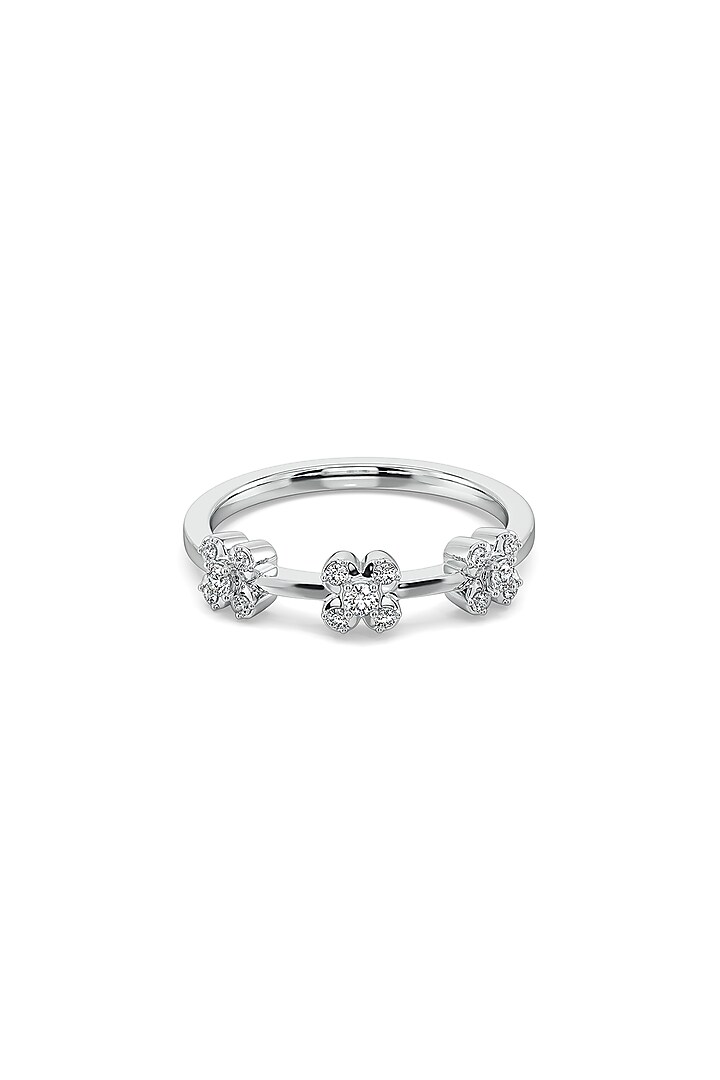Anti-Tarnish White Finish Lab-Grown Diamond Floral Ring In Sterling Silver by Lukson at Pernia's Pop Up Shop