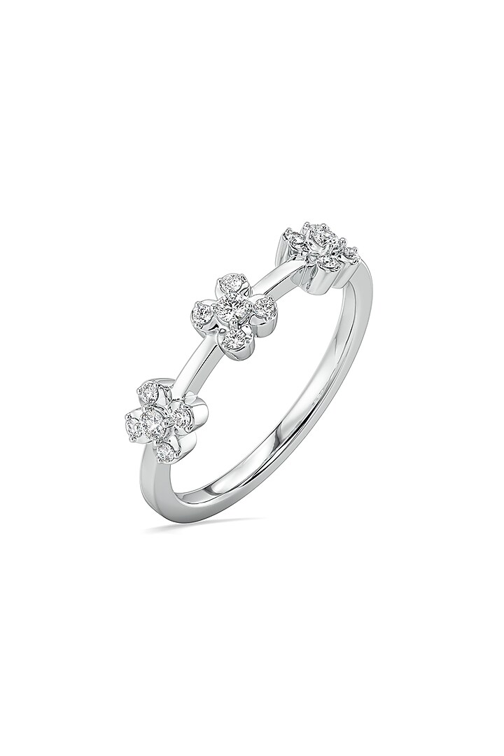 Anti-Tarnish White Finish Lab-Grown Diamond Floral Ring In Sterling Silver by Lukson at Pernia's Pop Up Shop