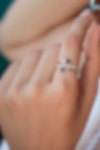 Gold Plated Lab-Grown Diamond & Sapphire Ring In Sterling Silver by Lukson at Pernia's Pop Up Shop