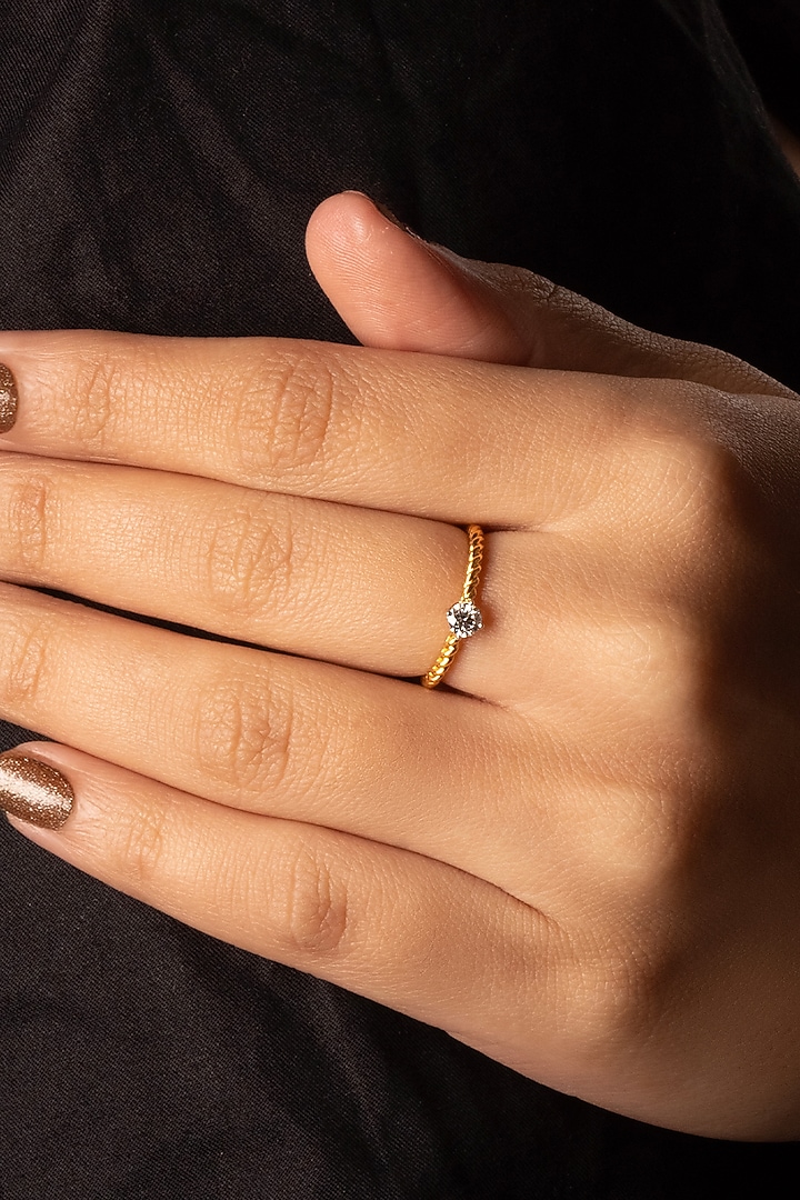 Gold Plated Lab-Grown Solitaire Diamond Ring In Sterling Silver by Lukson at Pernia's Pop Up Shop