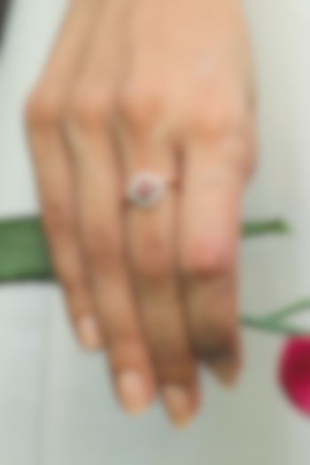 Gold Plated Lab Grown Diamond Floral Ring In Sterling Silver by Lukson at Pernia's Pop Up Shop