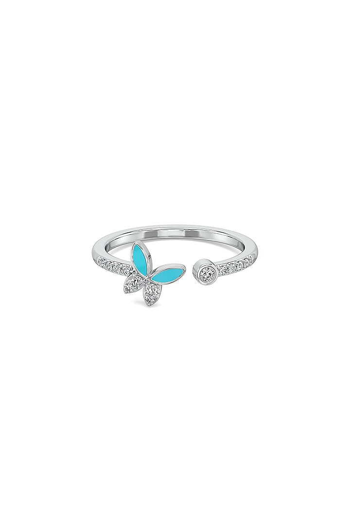 Gold Plated Lab Grown Diamond Butterfly Ring In Sterling Silver by Lukson at Pernia's Pop Up Shop