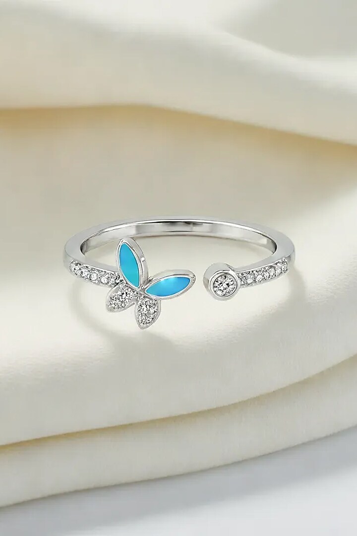 Gold Plated Lab Grown Diamond Butterfly Ring In Sterling Silver by Lukson at Pernia's Pop Up Shop