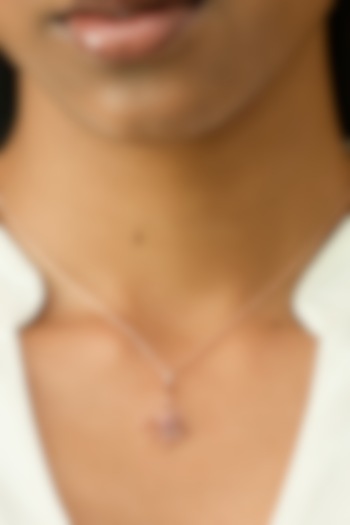 Rose Gold Plated Diamond & Ruby Stone Pendant Necklace In Sterling Silver by Lukson at Pernia's Pop Up Shop