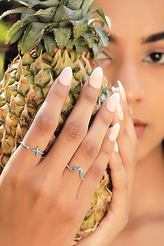 Anti-Tarnish White Finish Diamond Butterfly Ring In Sterling Silver by Lukson