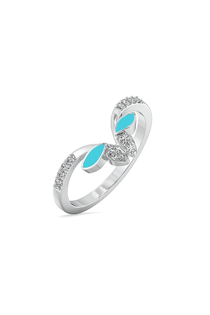 Anti-Tarnish White Finish Diamond Butterfly Ring In Sterling Silver by Lukson at Pernia's Pop Up Shop