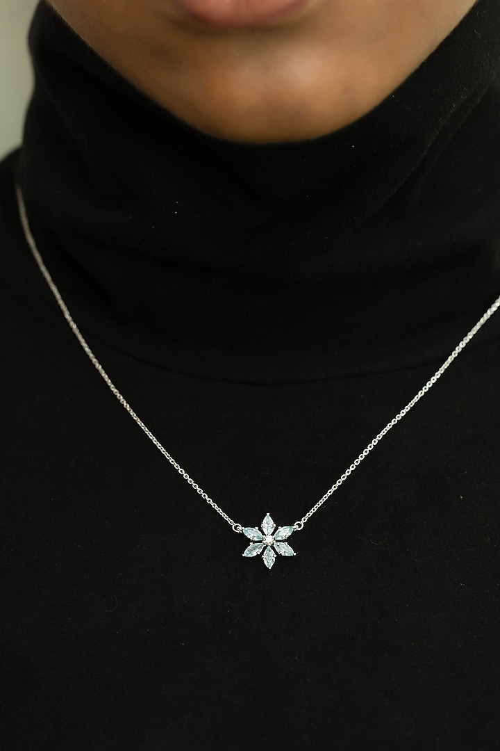 Anti-Tarnish White Finish Lab-Grown Diamond Pendant Necklace In Sterling Silver by Lukson at Pernia's Pop Up Shop