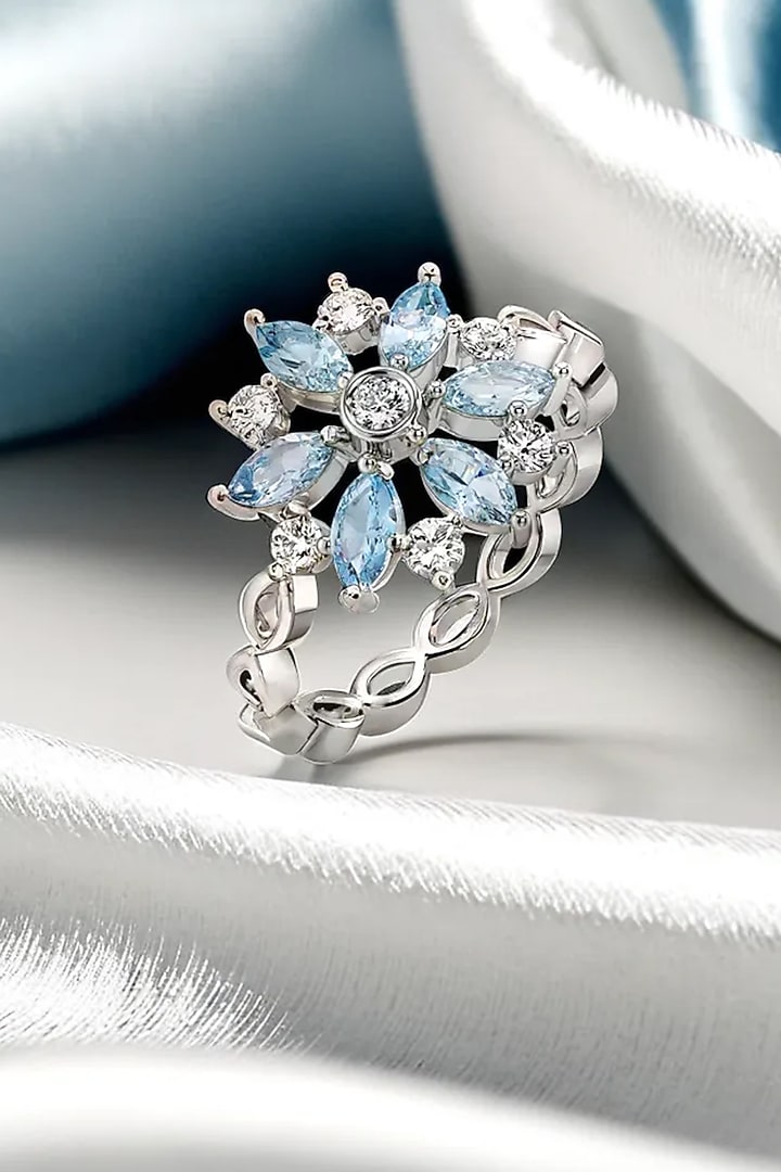 Anti-Tarnish White Finish Lab-Grown Diamond Ring In Sterling Silver by Lukson at Pernia's Pop Up Shop