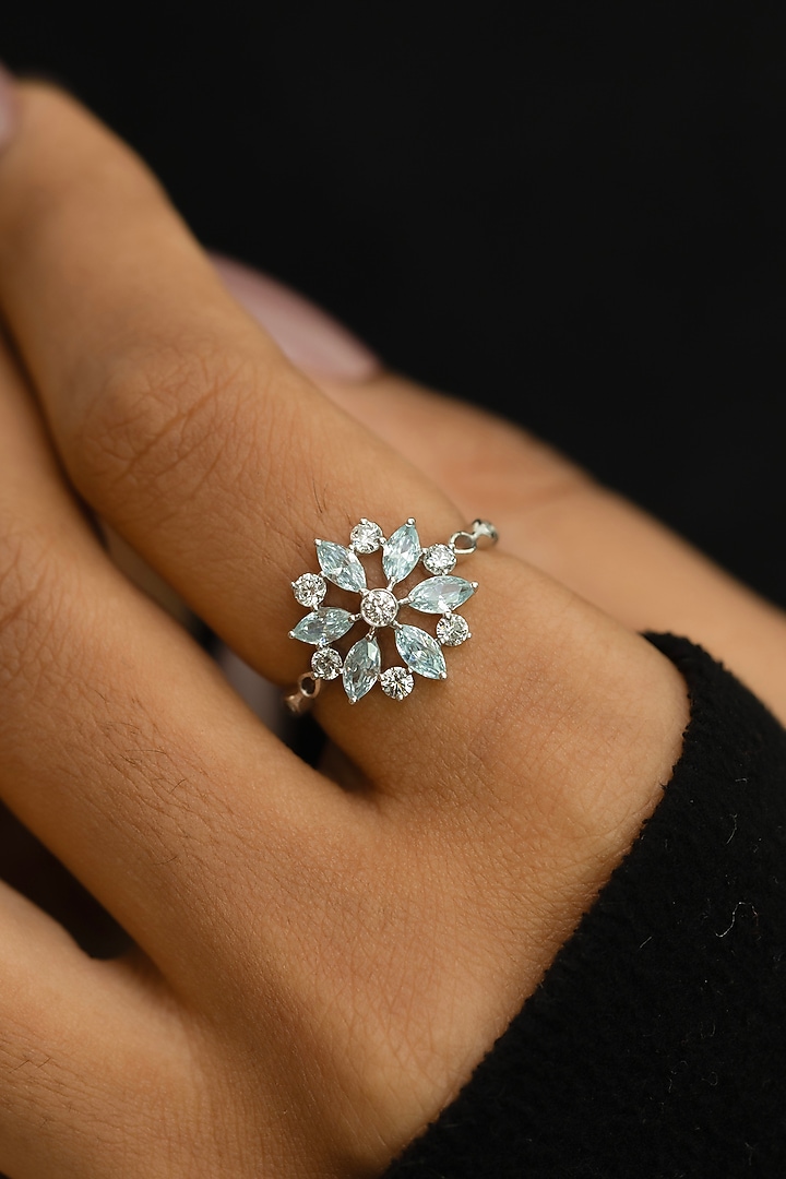Anti-Tarnish White Finish Lab-Grown Diamond Ring In Sterling Silver by Lukson at Pernia's Pop Up Shop