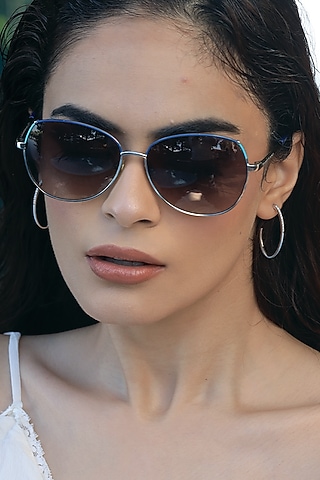Anti-Tarnish White Finish Diamond Eanameled Hoop Earrings In Sterling Silver by Lukson